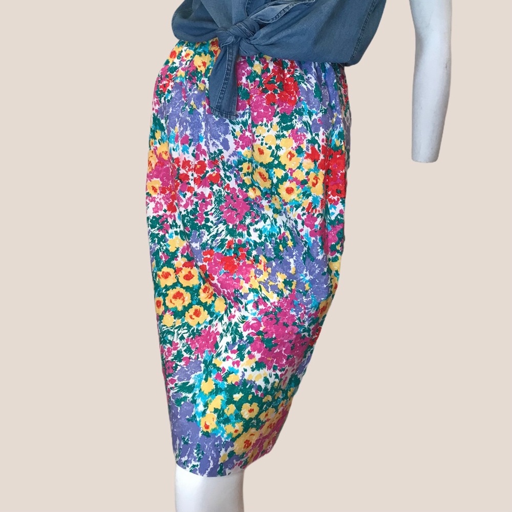 Vintage Garden Pencil Skirt Bright‎ Colors Spring